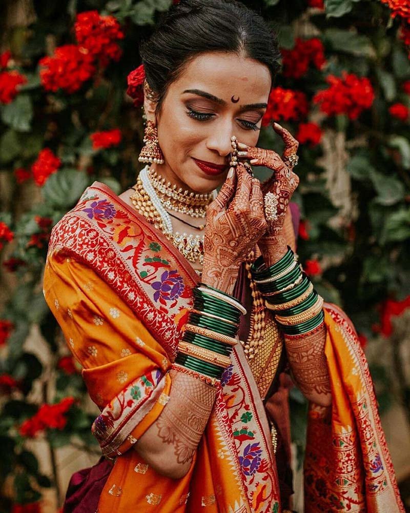 Bride in outlet silk saree